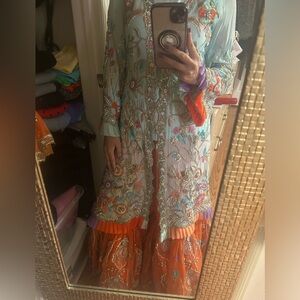 Pakistani inspired jacket style kameez with garara pants